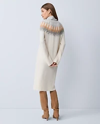 Ann Taylor Petite Weekend Collection Fair Isle Sweater Midi Dress Grey Women's