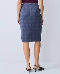 Ann Taylor The Petite Pencil Skirt Plaid Blue Multi Women's