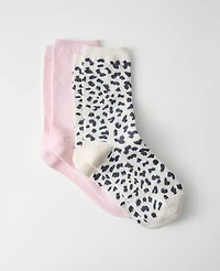 Ann Taylor Weekend Collection Leopard Print Trouser Sock Set Faint Lilac Women's