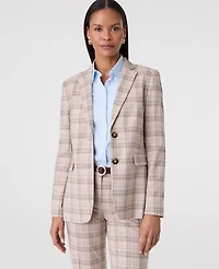 Ann Taylor The Greenwich Blazer Plaid Tweed Tan/Navy Women's