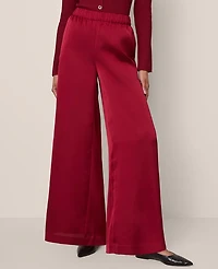 Ann Taylor The Easy Palazzo Pant Satin Cherry Pie Women's