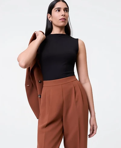 Ann Taylor Mock Neck Knit Shell Top Black Women's