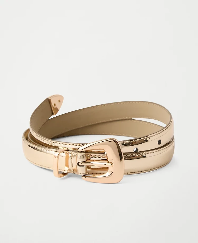 Ann Taylor Metallic Square Buckle Belt Goldtone Women's