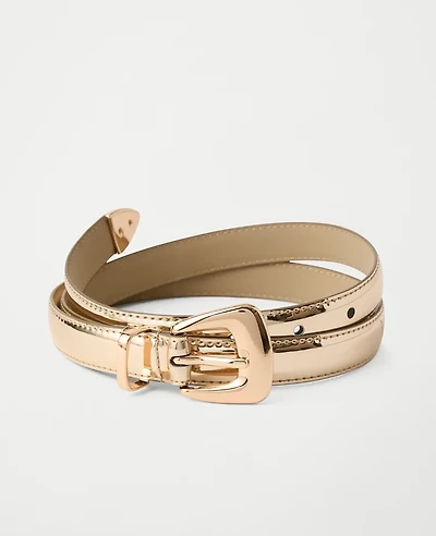 Ann Taylor Metallic Square Buckle Belt Goldtone Women's