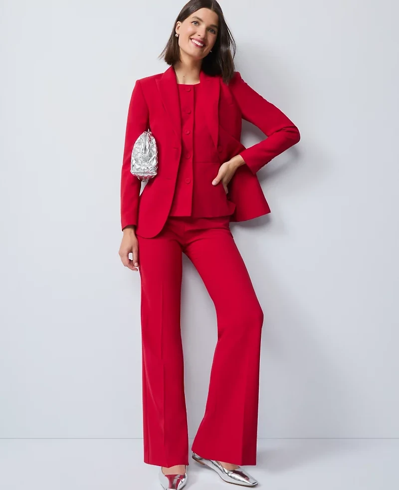 Ann Taylor The Petite Flare Trouser Fluid Crepe Jewel Red Women's