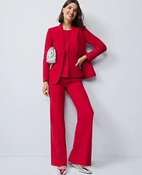 Ann Taylor The Petite Flare Trouser Fluid Crepe Jewel Red Women's