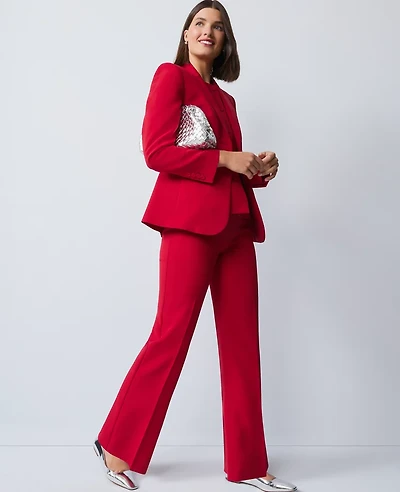 Ann Taylor The Petite Flare Trouser Fluid Crepe Jewel Red Women's