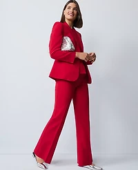 Ann Taylor The Petite Flare Trouser Fluid Crepe Jewel Red Women's