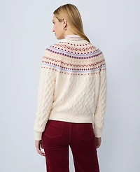 Ann Taylor Petite Weekend Collection Fair Isle Cable Sweater Peaceful Periwinkle Women's