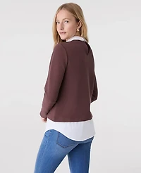 Ann Taylor Layered Mixed Media Top Women's