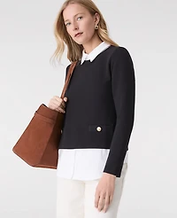 Ann Taylor Layered Mixed Media Top Women's