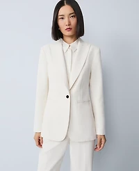 Ann Taylor Petite Belted Crepe Fitted Long Blazer Winter White Women's