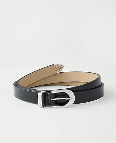 Ann Taylor Leather Round Buckle Belt Women's
