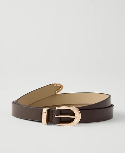 Ann Taylor Leather Round Buckle Belt Women's