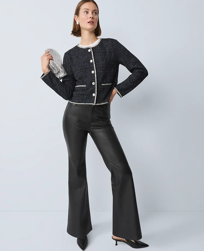 Ann Taylor Metallic Tweed Jacket Navy/Black Women's