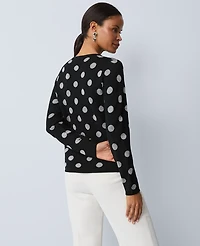 Ann Taylor Petite Dotted Essential Crew Neck Sweater Black Women's