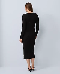 Ann Taylor Petite Wrap Sweater Sheath Dress Black Women's