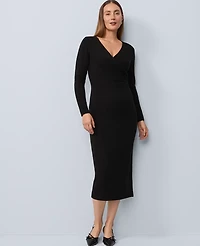 Ann Taylor Petite Wrap Sweater Sheath Dress Black Women's