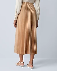 Ann Taylor Satin Pleated Midi Skirt Women's