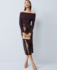 Ann Taylor Ribbed Off-The-Shoulder Sweater Women's