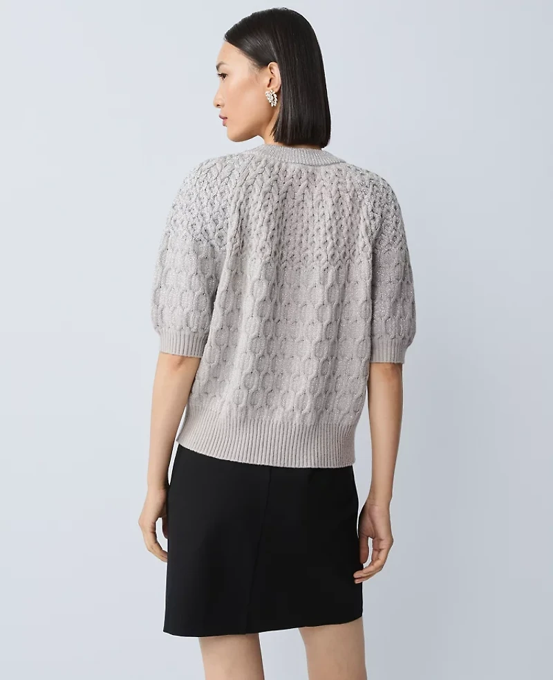 Ann Taylor Petite Shimmer Cable Sweater T-Shirt Women's