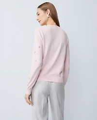 Ann Taylor Petite Crystal Embellished Cardigan Faint Lilac Women's