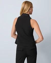 Ann Taylor The Petite Double Breasted Vest Crepe Black Women's