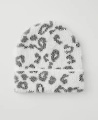 Ann Taylor Leopard Print Hat Winter White Women's