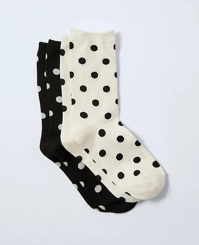 Ann Taylor Dotted Crew Sock Set Black Women's
