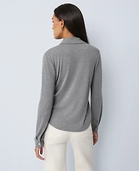 Ann Taylor Petite Weekend Collection Button Down Shirt Medium Heather Grey Women's