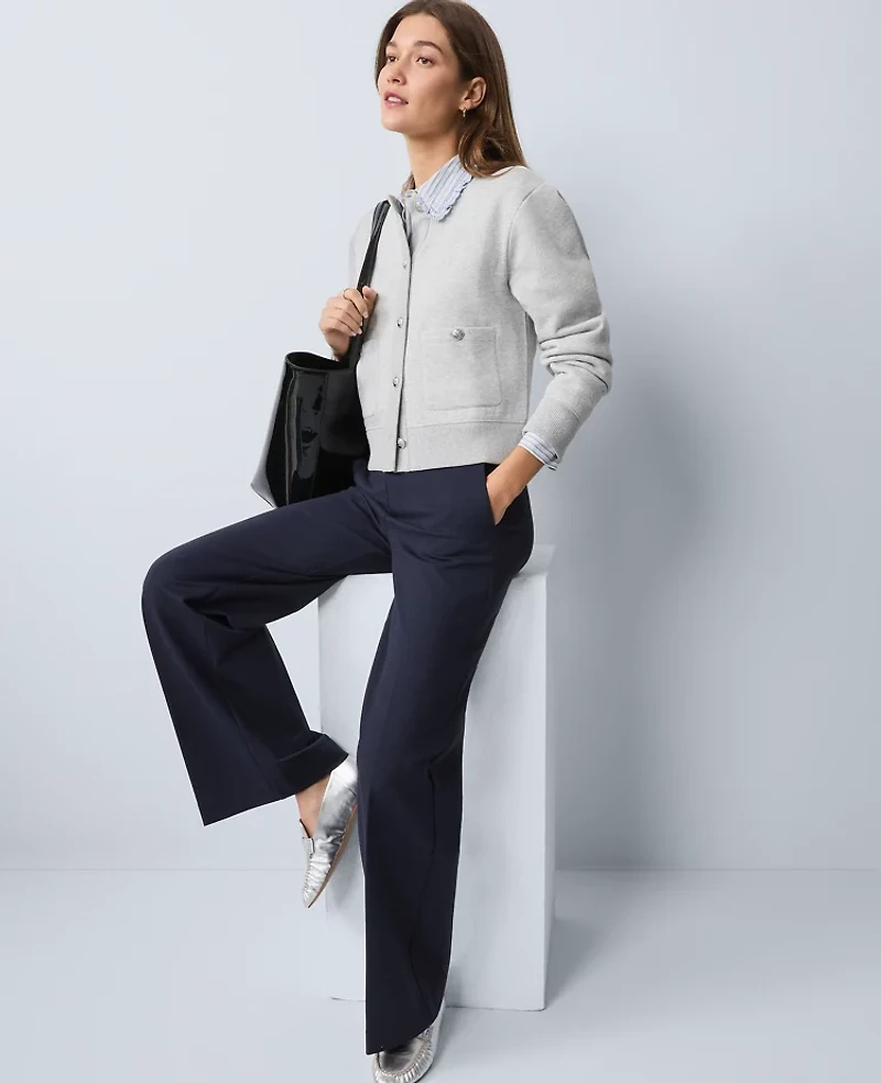 Ann Taylor Weekend Collection Patch Pocket Jacket Medium Light Heather Grey Women's