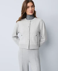 Ann Taylor Weekend Collection Patch Pocket Jacket Medium Light Heather Grey Women's