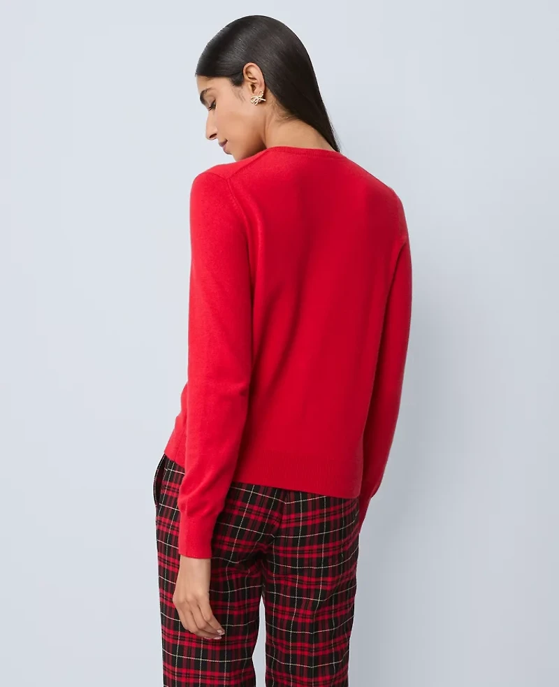 Ann Taylor Petite Embellished Cardigan Iconic Red Women's