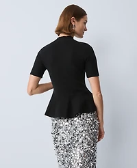 Ann Taylor Mock Neck Peplum Top Black Women's
