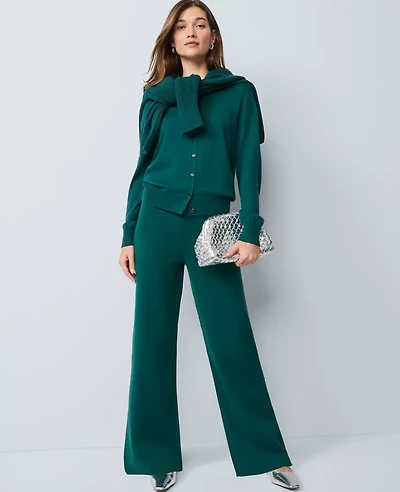 Ann Taylor The Petite Wide Leg Sweater Pant Rainforest Women's