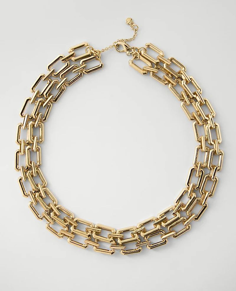 Ann Taylor Chunky Layered Metal Necklace Goldtone Women's