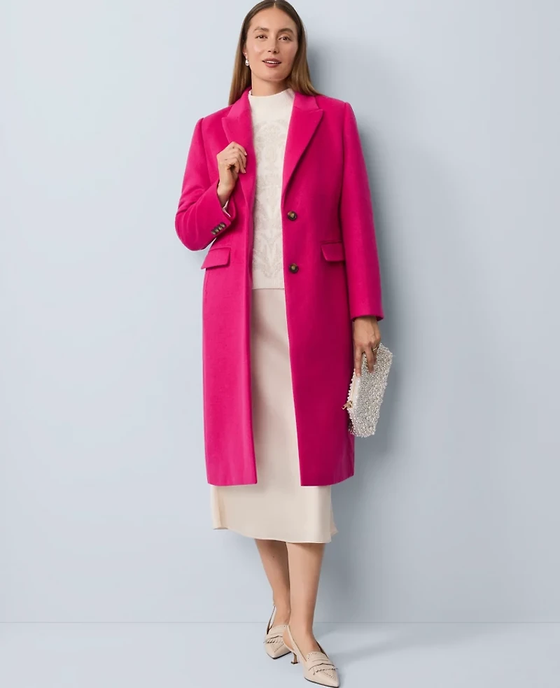 Ann Taylor Petite Chesterfield Coat Electric Pink Women's