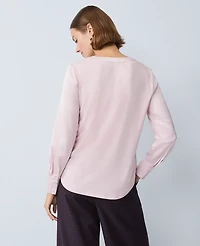 Ann Taylor Mixed Media Pleat Front Top Faint Lilac Women's