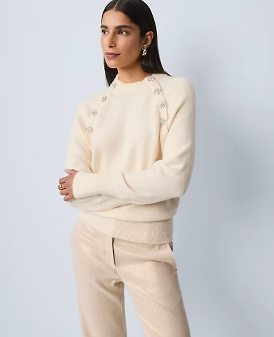 Ann Taylor Petite Embellished Mock Neck Sweater Women's