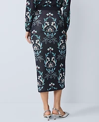 Ann Taylor Petite Floral Jacquard Sweater Skirt Night Sky Women's
