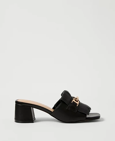 Ann Taylor Leather Kiltie Block Heel Sandal Women's