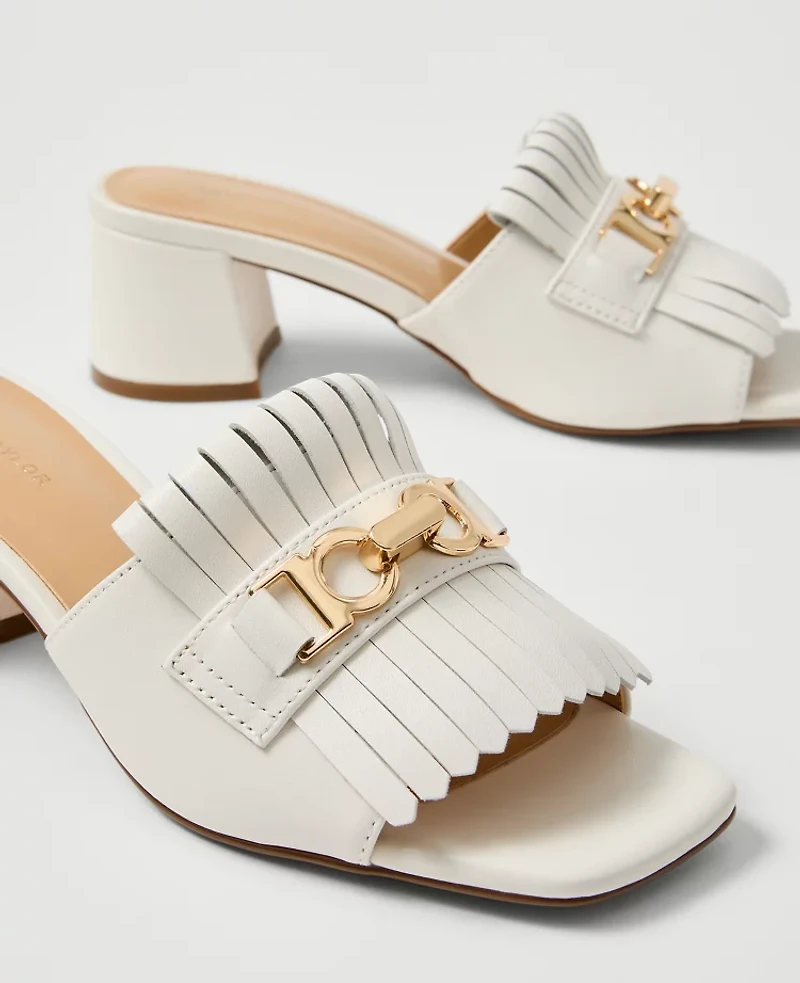 Ann Taylor Leather Kiltie Block Heel Sandal Women's