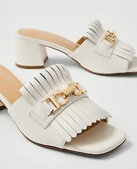 Ann Taylor Leather Kiltie Block Heel Sandal Women's