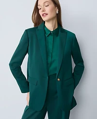 Ann Taylor Satin Fitted Long Blazer Rainforest Women's
