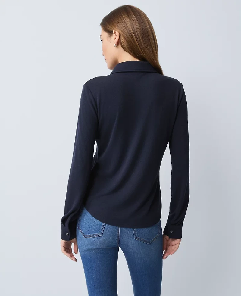 Ann Taylor Petite Weekend Collection Button Down Shirt Night Sky Women's