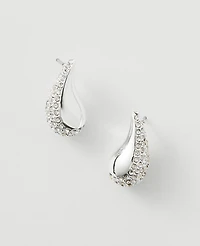 Ann Taylor Pave Teardrop Stud Earrings Silvertone Women's