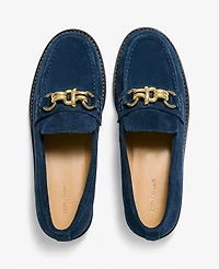 Ann Taylor Hardware Embellished Suede Loafer Women's