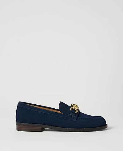 Ann Taylor Hardware Embellished Suede Loafer Women's