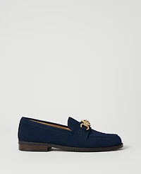 Ann Taylor Hardware Embellished Suede Loafer Women's