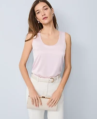 Ann Taylor Mixed Media Tank Top Faint Lilac Women's